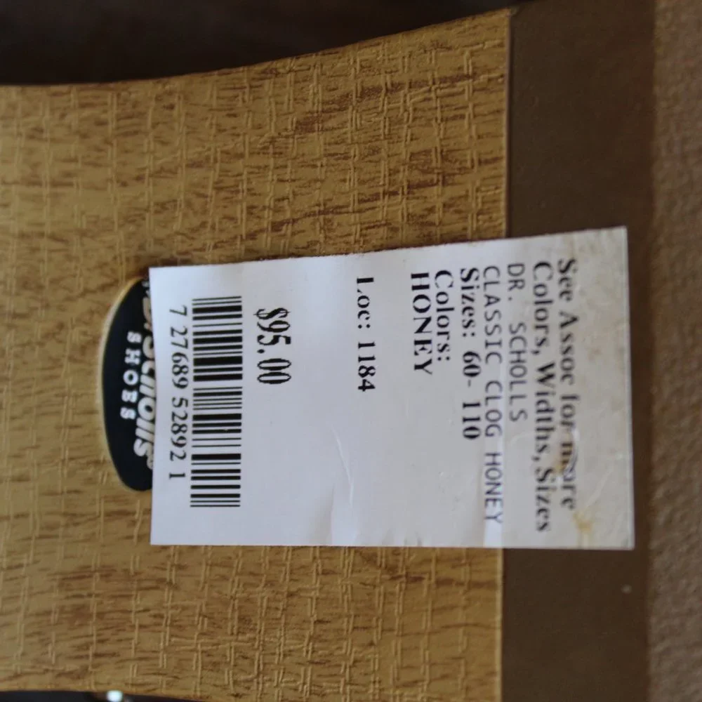 SALE! Dr. Scholl's Faux Wooden Bottom Classic Clogs Honey & Gold size 9 M NWT's - Picture 11 of 13